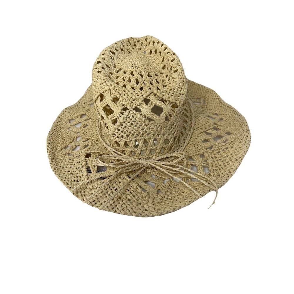 Straw Crochet Sun Hat - Natural Beige